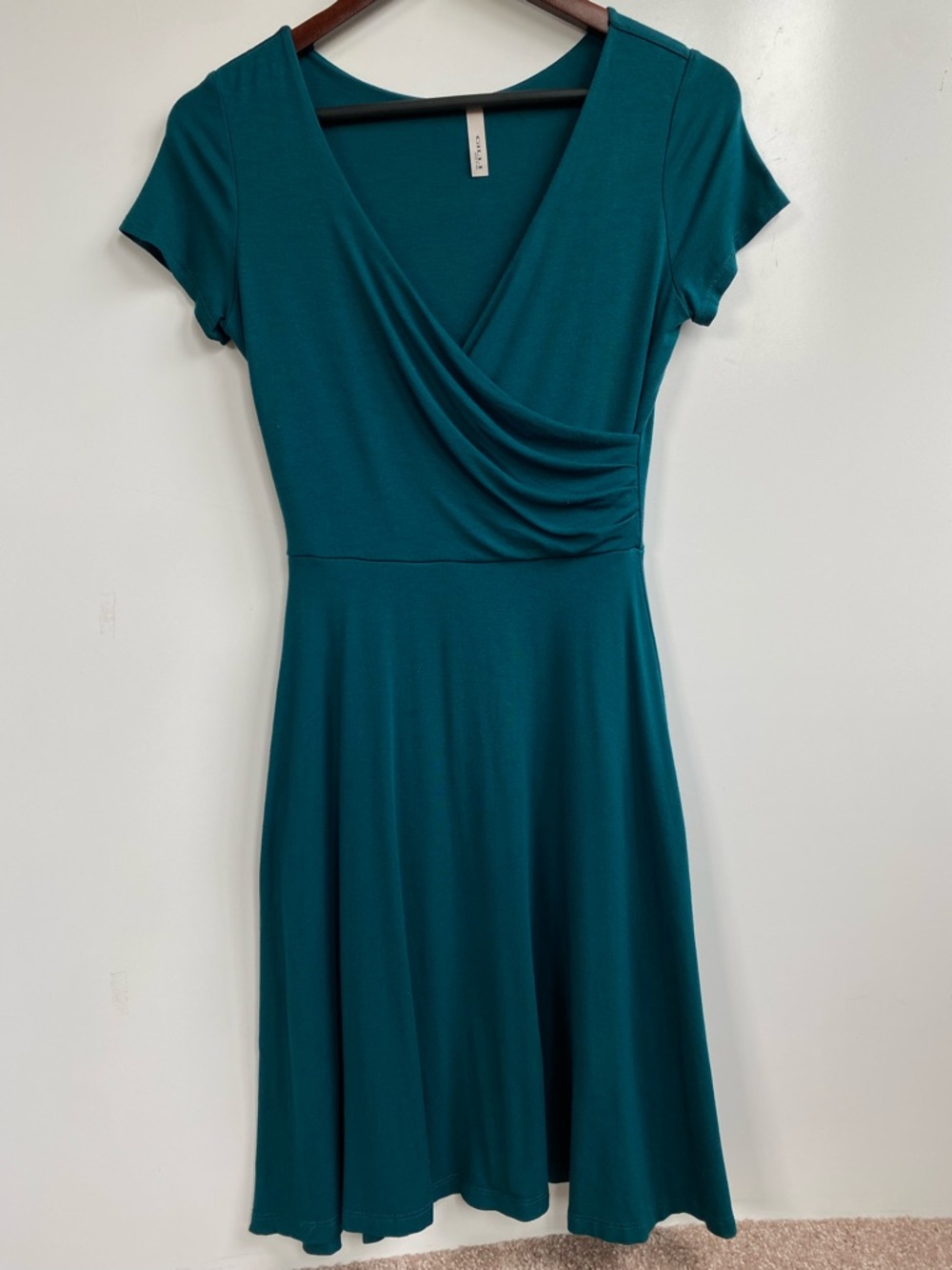 ModCloth Gilli Teal Faux-Wrap Short Sleeve Midi Dress XS